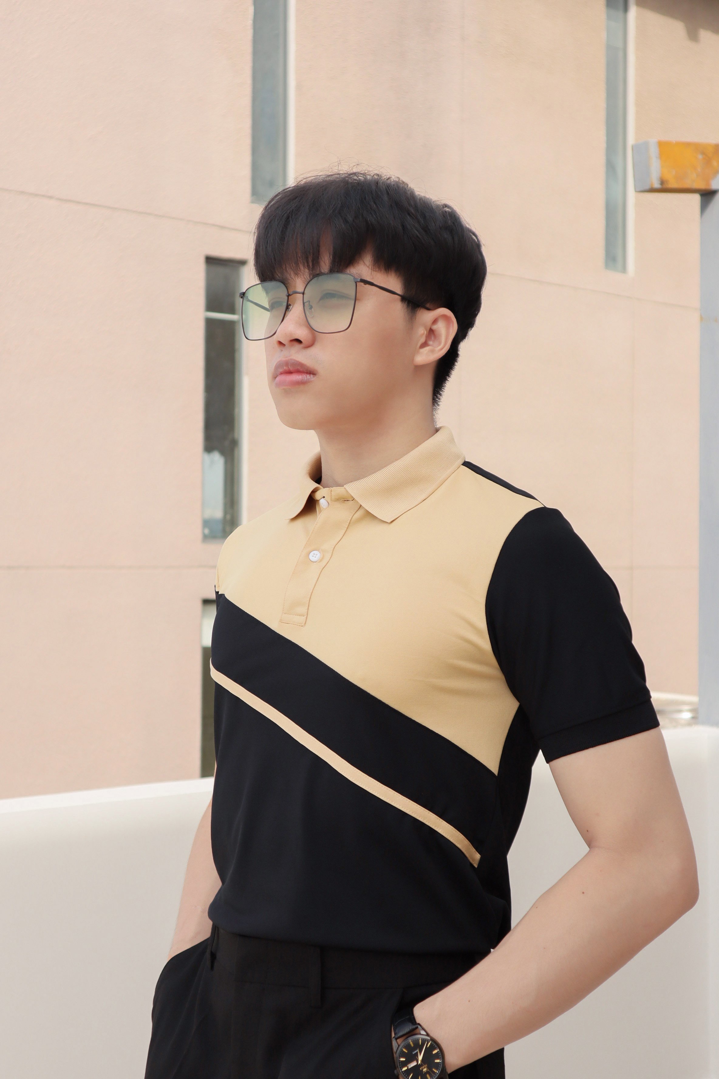 Áo Thun Nam Cổ Trụ Phối Màu