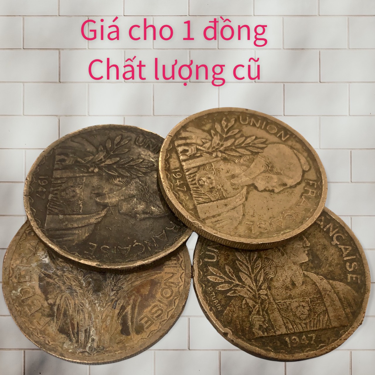 [Chất lượng cũ] Đồng Xu cổ xưa thời Đông Dương 1 piastre 1946, 1947 do shop tự chụp.