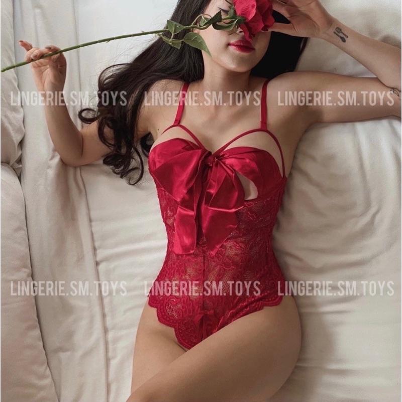 YT1540 - Bodysuit Dây Ngang Thắt Nơ Không Đáy Đũng @lingerie.sm.toys