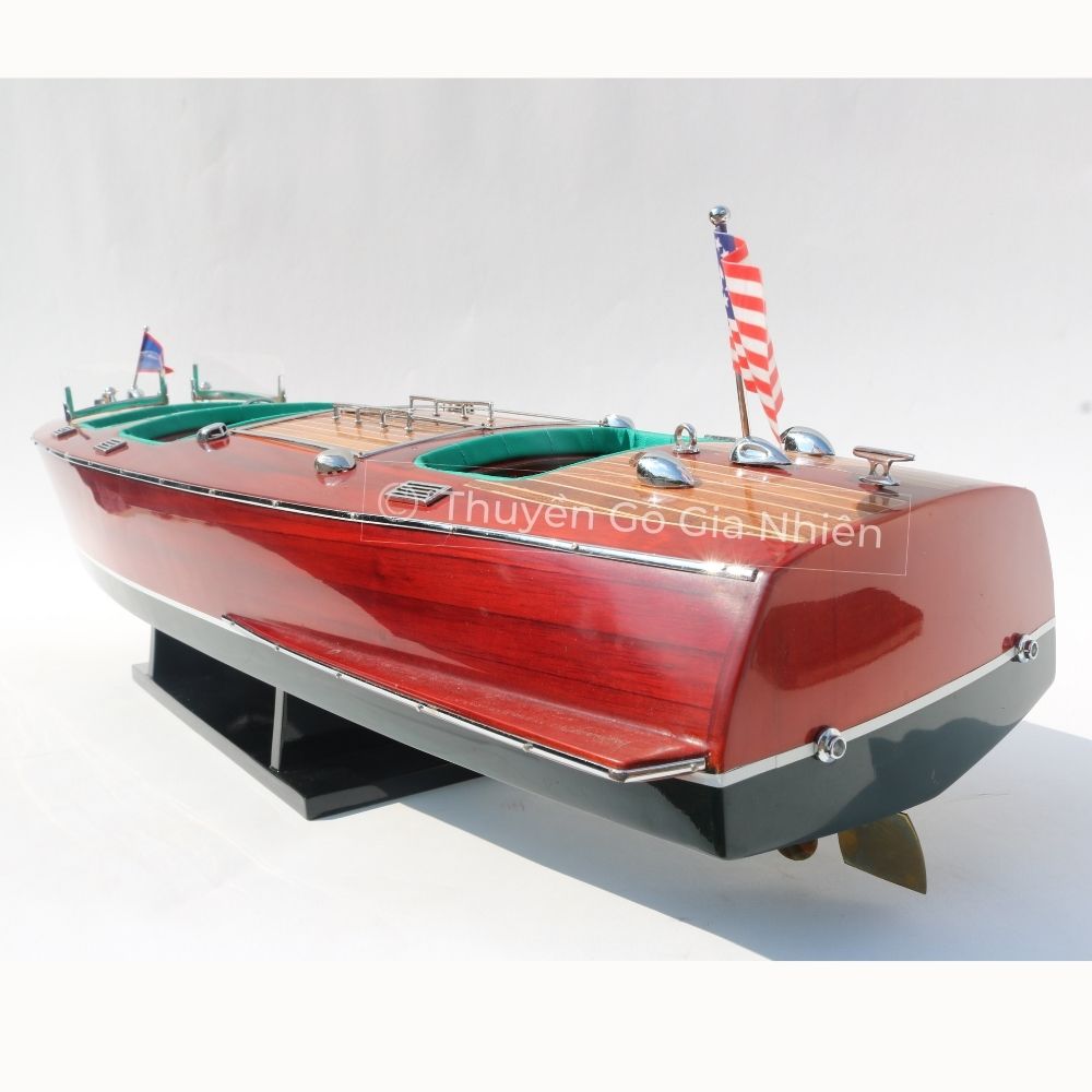Mô Hình Thuyền Gỗ Phong Thủy Dạng Thuyền Đua Tốc Độ CHRIS CRAFT TRIPLE COCKPIT 1930 Chính Hãng Hàng Xuất Khẩu Chất Lượng Cao
