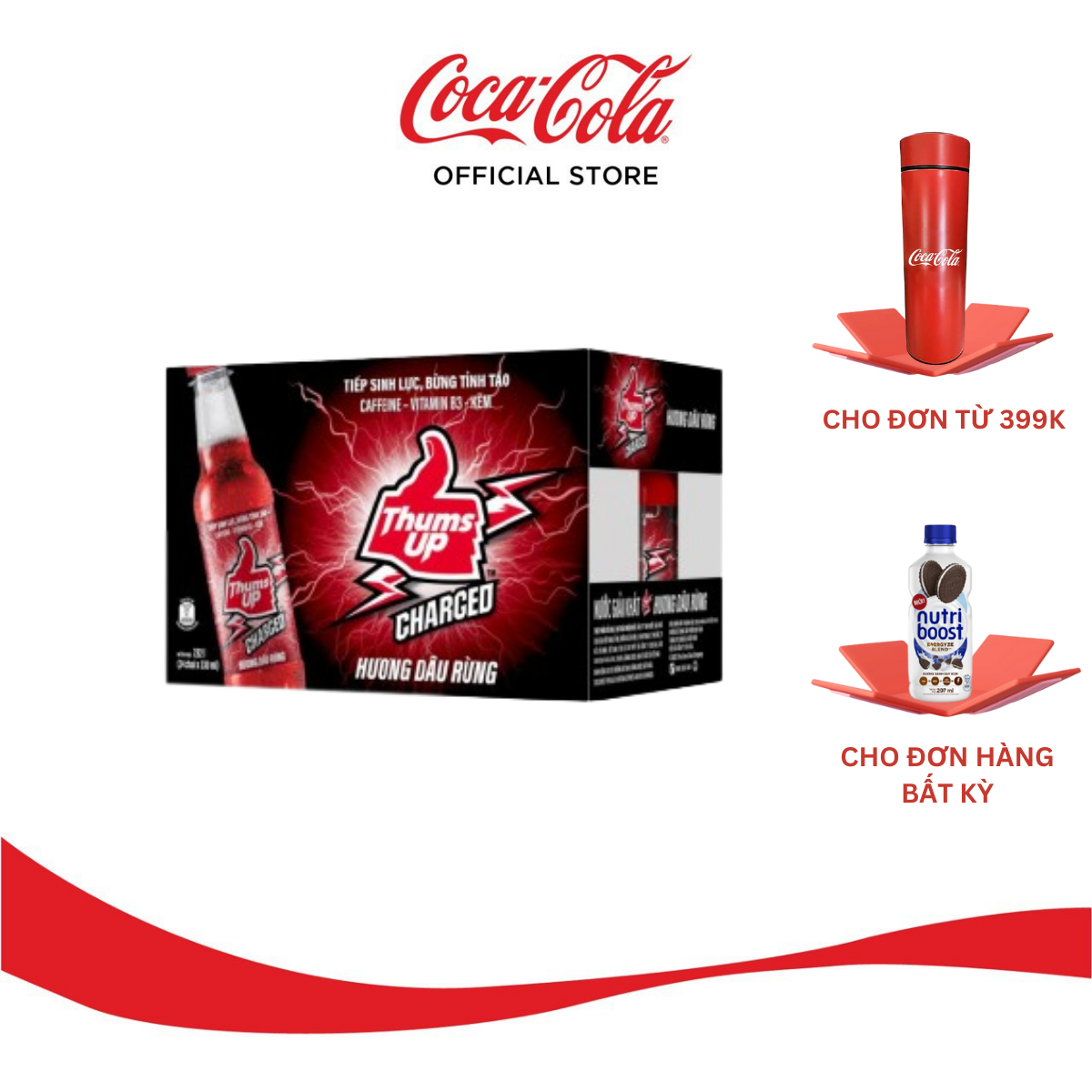 Thùng/Lốc 24 Chai Nước Tăng Lực Giải Khát Thums Up Hương Dâu Rừng 330ml x 24 Coca-Cola Official Store