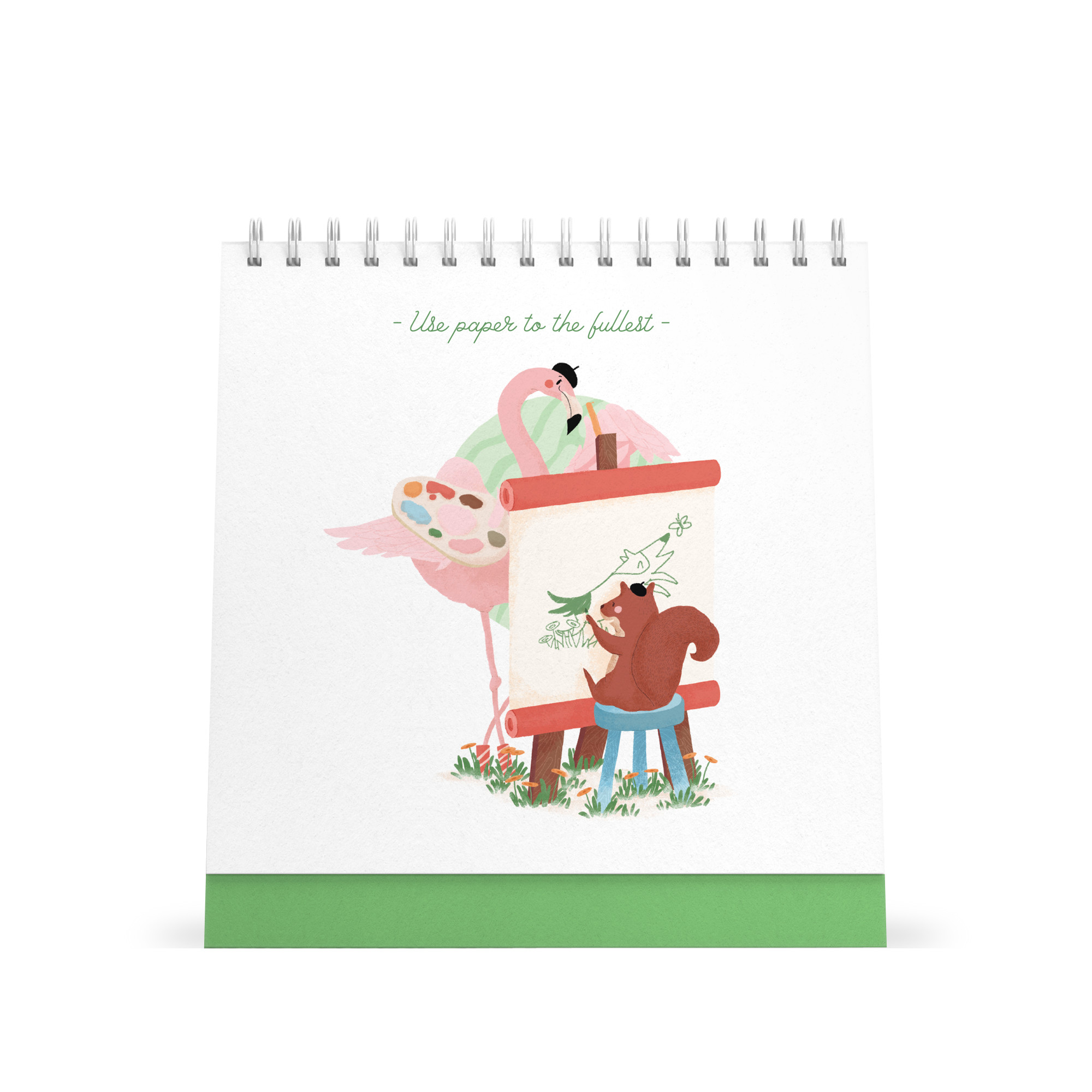 Lịch bàn vuông giấy mỹ thuật SDstationery 2021 Live Green (sống xanh) 20x20 cm