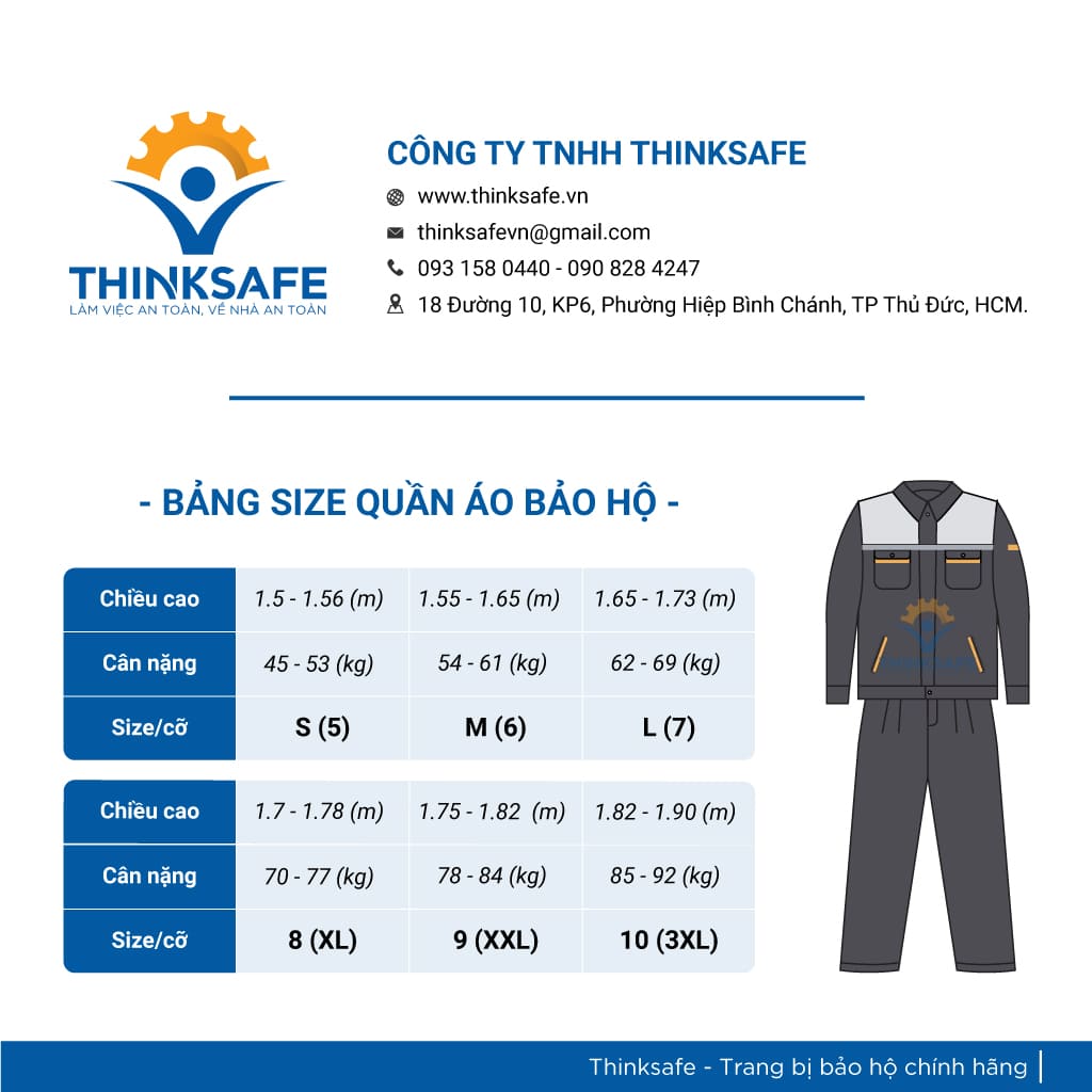 Quần áo bảo hộ lao động Thinksafe PR04, trang phục lao động kỹ sư công nhân có túi hộp thoải mái thoáng mát thấm hút mồ hôi