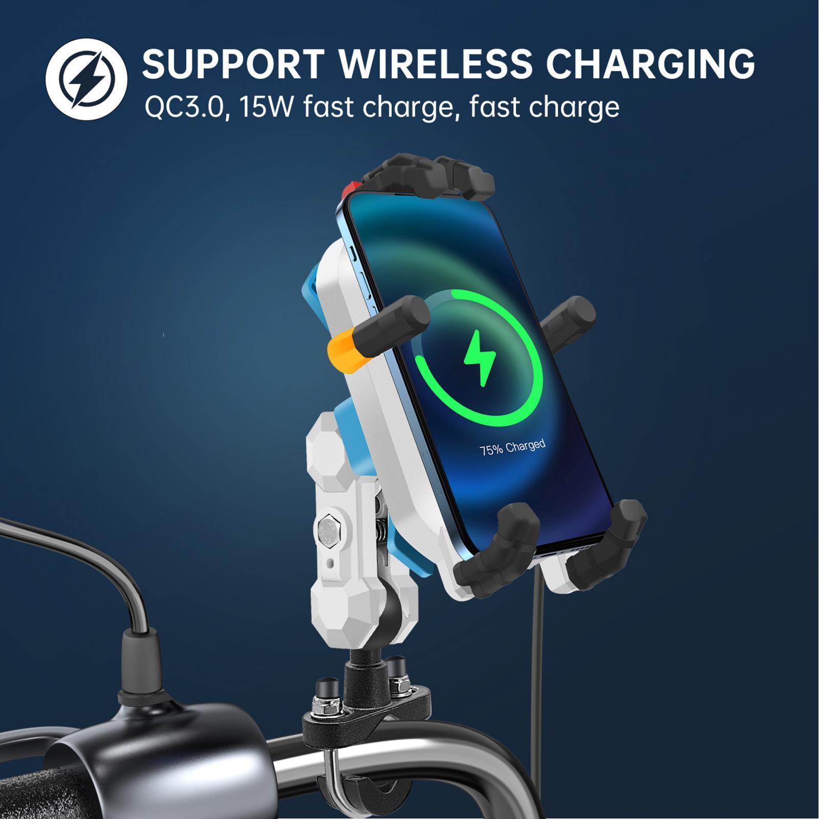 Motorcycle Phone Mount 15W Universal Handlebar Holder for Electric Bike