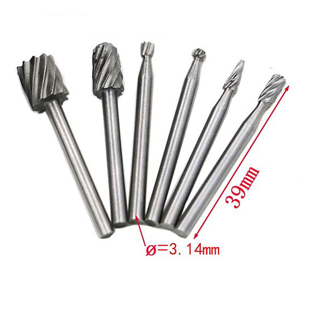 6 pieces Tungsten Carbide Rotary Burr Set Router Bit Mill Cutter Attachment