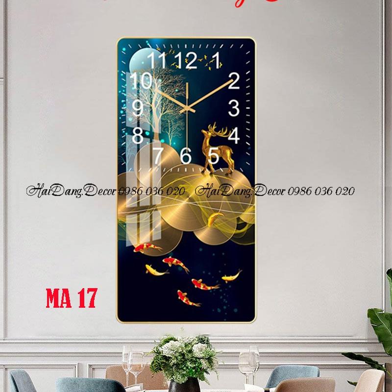 Tranh đồng hồ treo tường trang trí nhà cửa kim trôi - Tặng pin và đinh treo