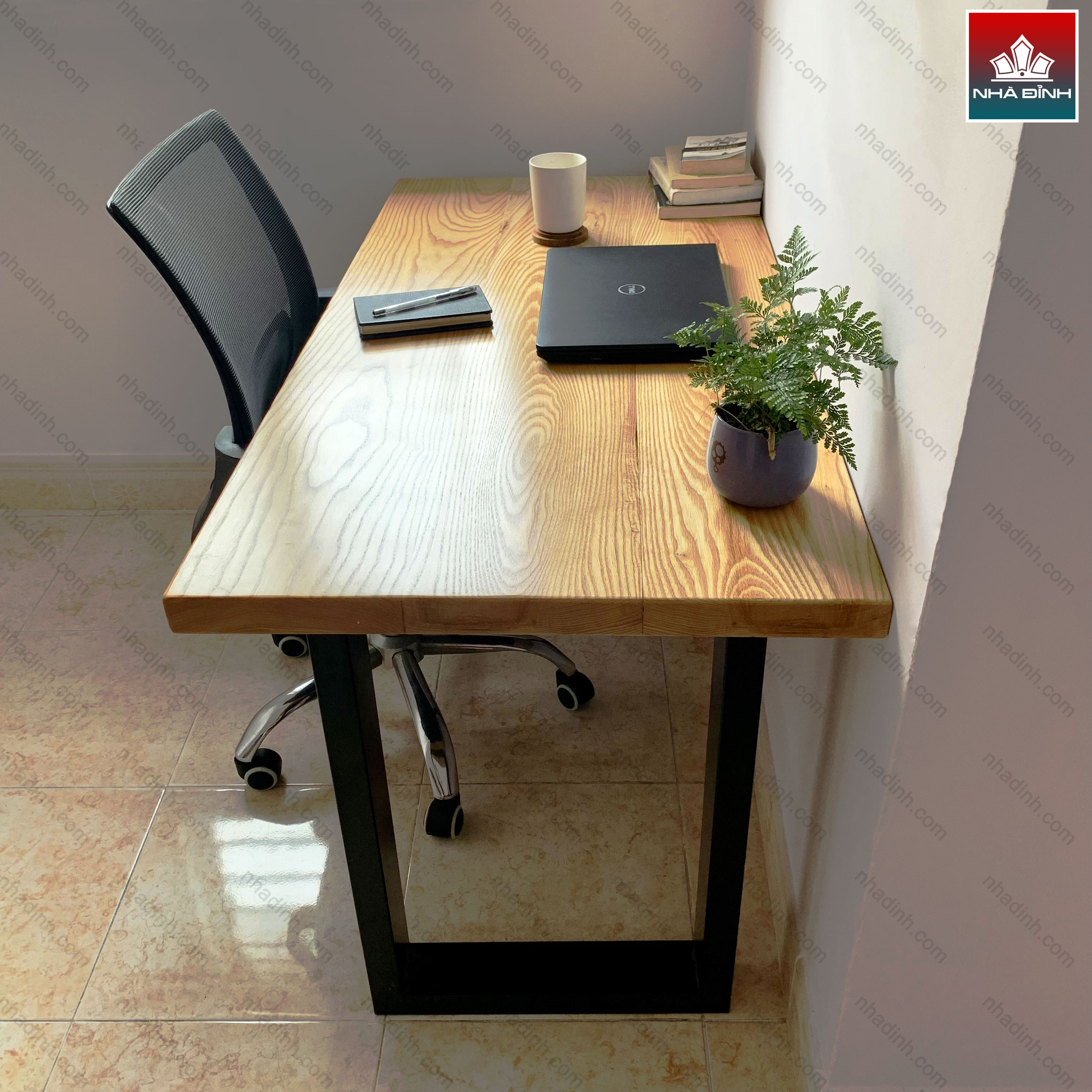 Bàn Làm Việc Gỗ Ash Dài 120 Rộng 60 Mặt Dày 4 Cao 75