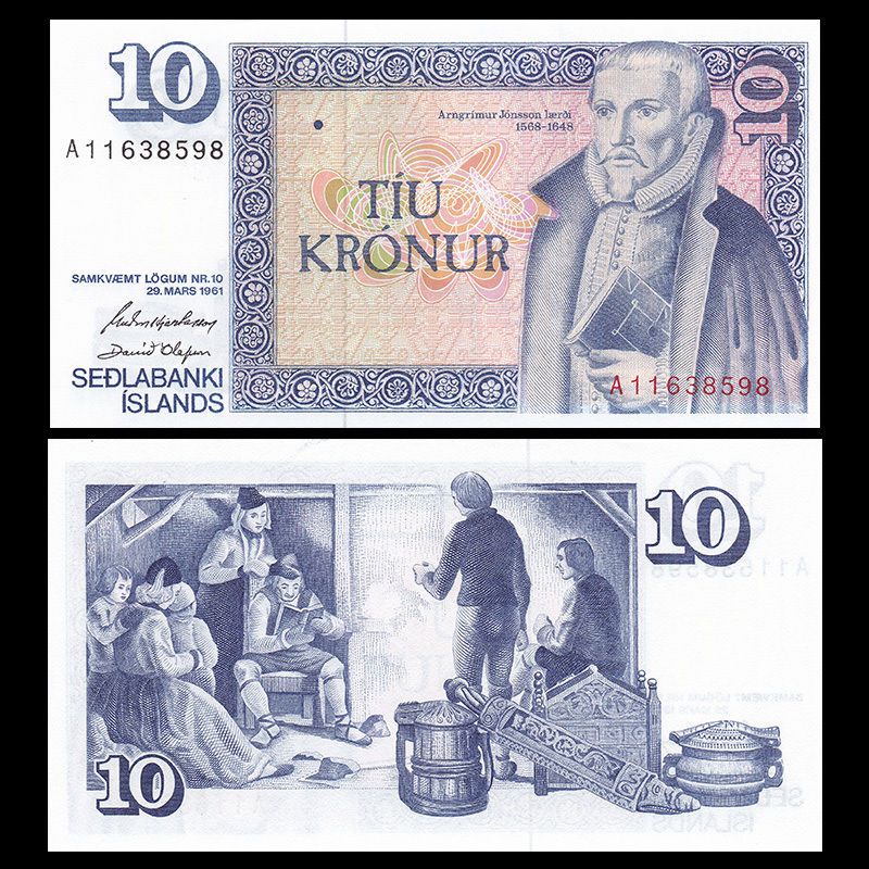 Tờ 10 kronur 1961 của Iceland, tiền thế giới sưu tầm