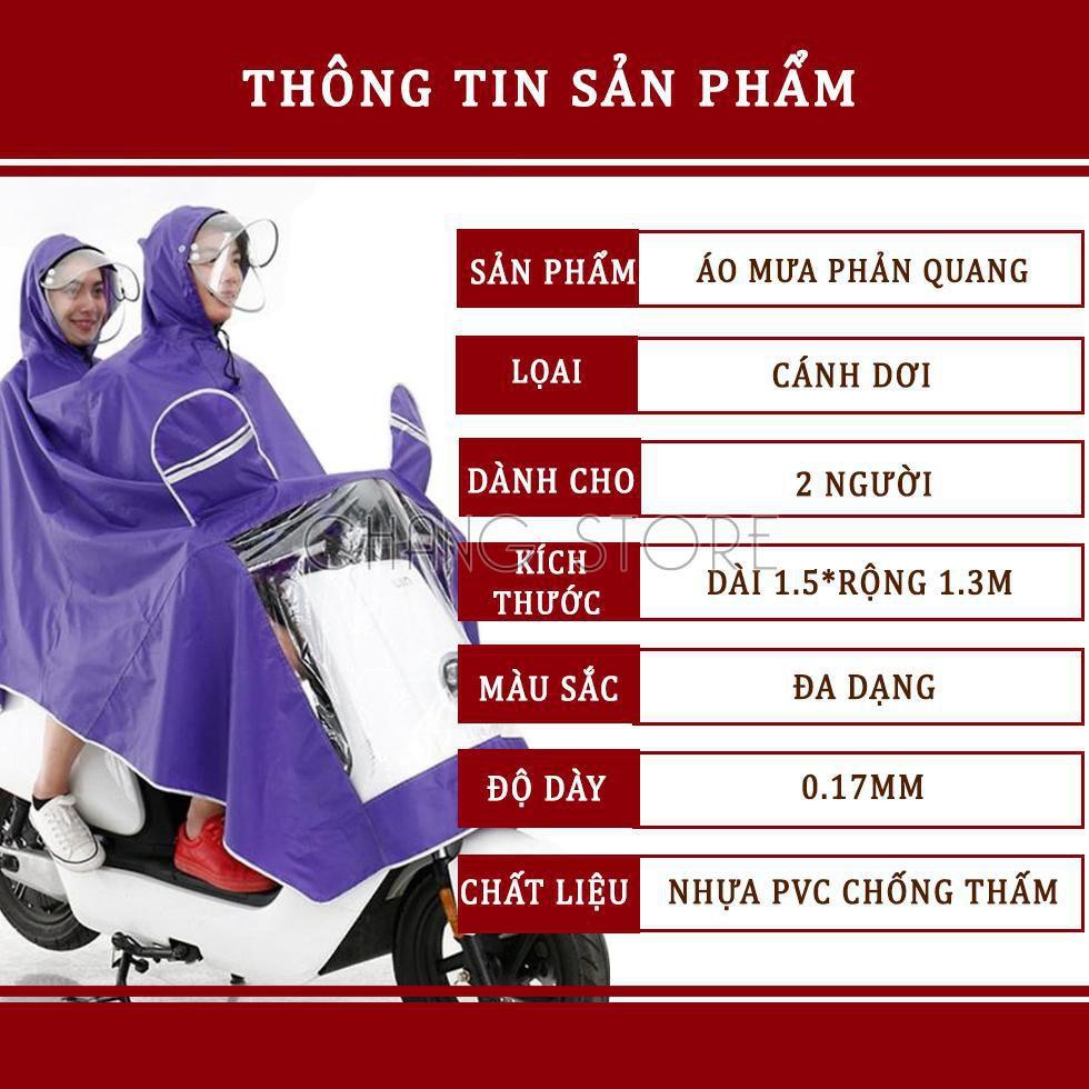 Áo mưa cánh dơi 1 đầu và 2 đầu phản quang có kính che mặt vải dù siêu dai, siêu bền