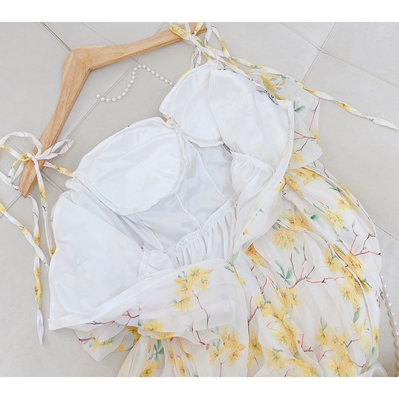 Đầm maxi đi biển voan hoa dập ly hàng siêu đẹp