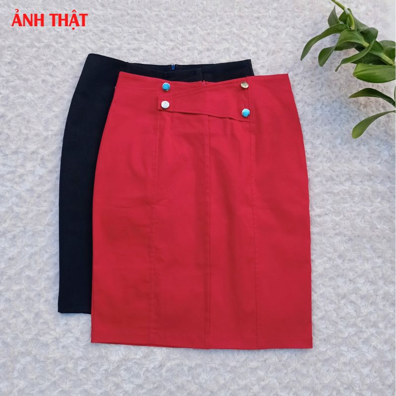 Chân váy công sở dáng bút chì lưng cao dài 58cm phong cách Hàn Quốc sang trọng chất vải co giãn thoáng mát khi mặc