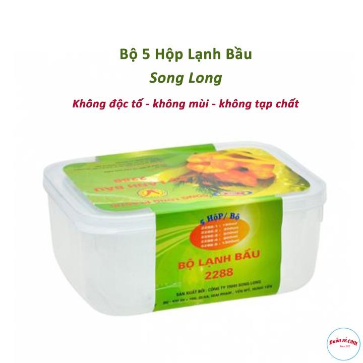 Bộ 5 hộp trữ đồ đông-hộp nhựa đựng thức ăn lạnh bầu Song Long dễ dàng sử dụng br00312