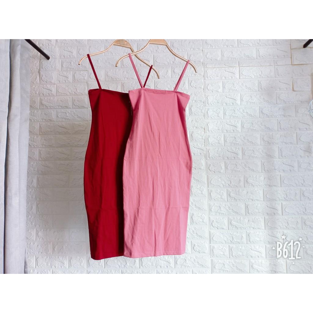 Váy Đầm Nữ Đầm Ôm Body Hai Dây Sợi Bún Chất Thun Cotton Đẹp - LH01