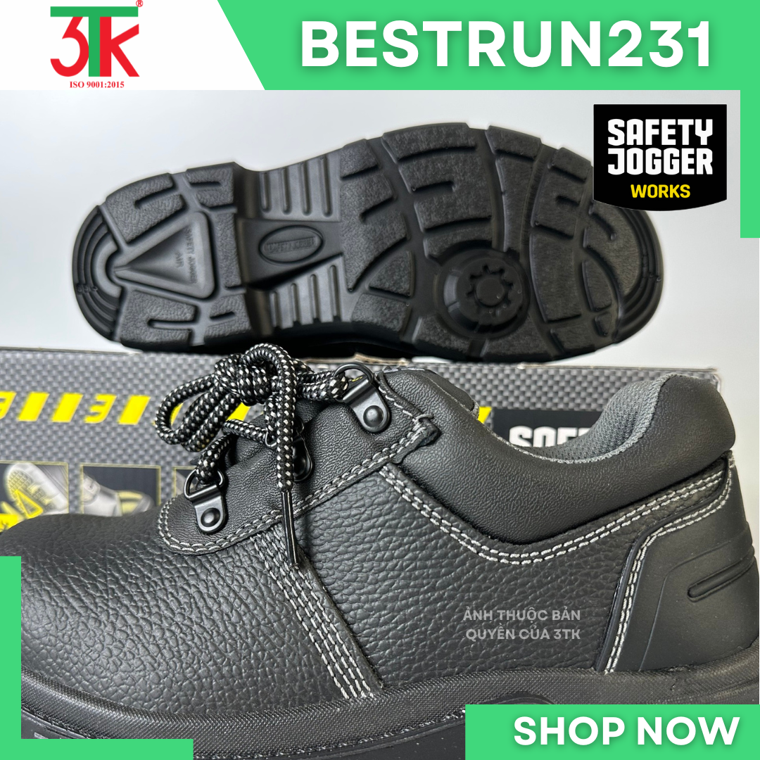 Giày Bảo Hộ Lao Động Safety Jogger Bestrun 231 S3, BestBoy 231 S3 Da Cao Cấp Chống Đinh Chống Trơn Trượt, Chống Va Đập, Chống Tĩnh Điện Sử Dụng trong Công Trình Xây Dựng