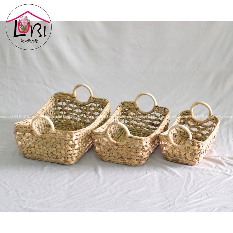 - Khay đựng đồ lục bình hình chữ nhật võng miệng - đan hoa thị sang trọng