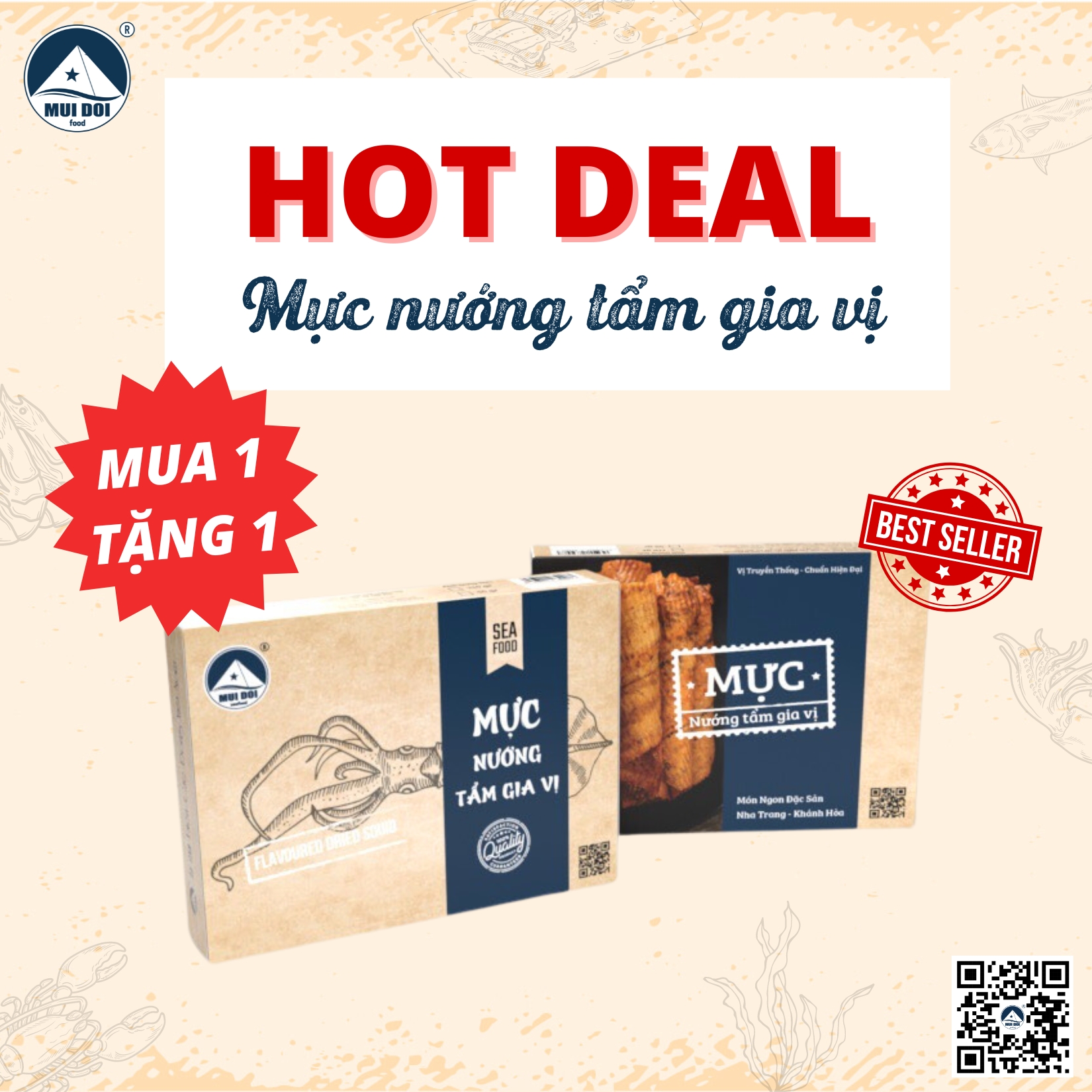 Mực nướng tẩm gia vị ăn liền - Đặc Sản Nha Trang - Hộp Quà Tặng