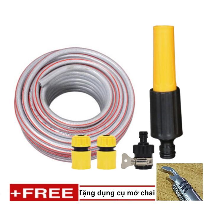 Bộ dây vòi xịt nước rửa xe, tưới cây . tăng áp 3 lần, loại 20m 206622-5 cút sập, + tặng mở chai