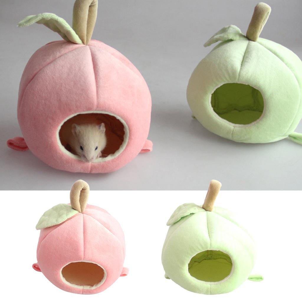 2 Pieces Apple Shape Warm Plush Hammock Small Animal Cage Hamster Hammock