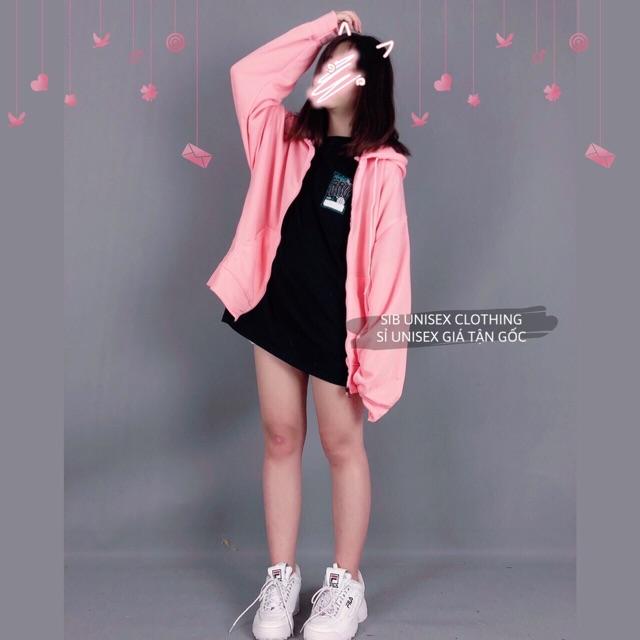 Hoodie zip SIB Clothing áo khoác form rộng có nón trơn SIB027