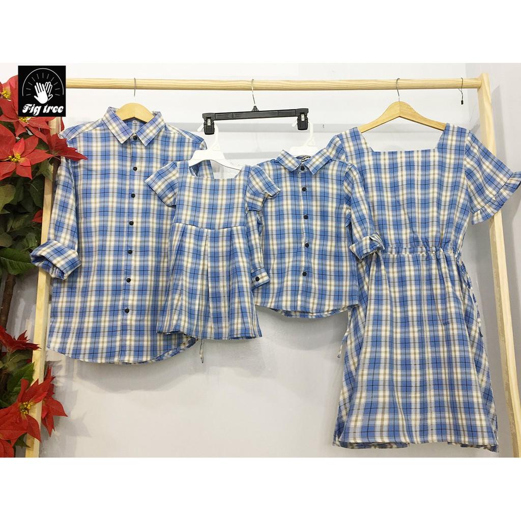 Sơ mi gia đình CARO XANH FIGTREE  CỰC HOT