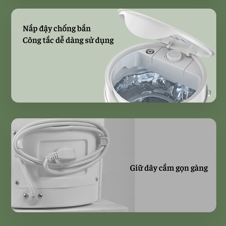 Máy giặt mini tiện lợi, Máy giặt mini cho bé cao cấp, khử khuẩn bằng tia UV, máy giặt sấy