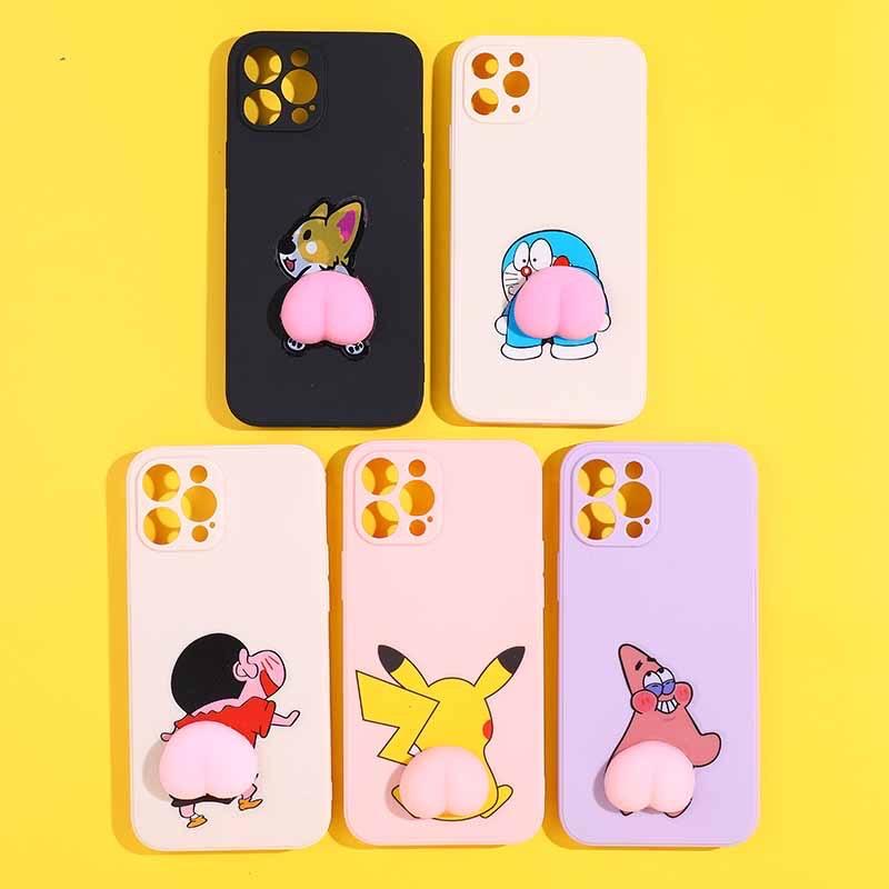 Miếng Dán Mông Mochi Sillicon Sticker Quả Đào Mông Shin Mông Chó Thú Bóp Giảm Stress, siêu hot, dán ốp điện thoại