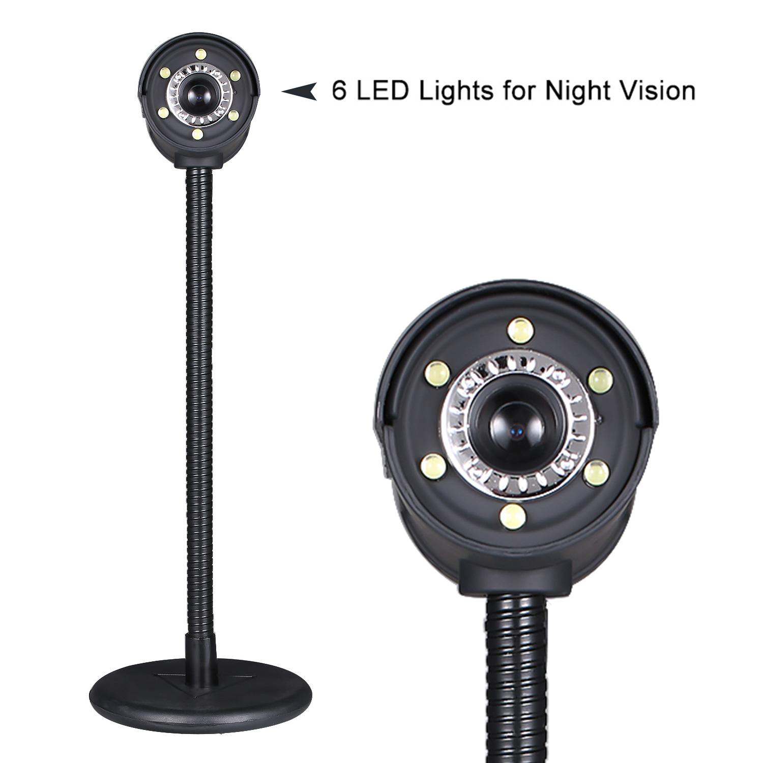 Webcam USB 2.0 độ nét cao 480P với micrô 6 Ống linh hoạt L-ED cho PC Máy tính xách tay Máy tính để bàn