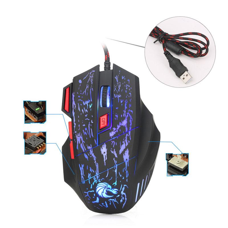USB Chuột Chơi Game Có Dây 5500DPI Có Thể Điều Chỉnh 7 Nút Đèn LED Máy Tính Quang Học Chuột Chơi Game Cho Laptop Phụ Kiện Máy Tính
