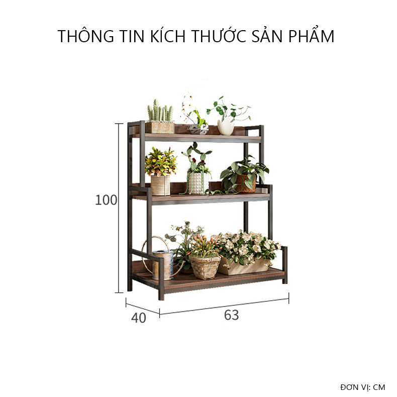 Kệ để chậu cây ban công trong nhà khung thép chống ghỉ phủ sơn tĩnh điện thương hiệu IGA - GM124