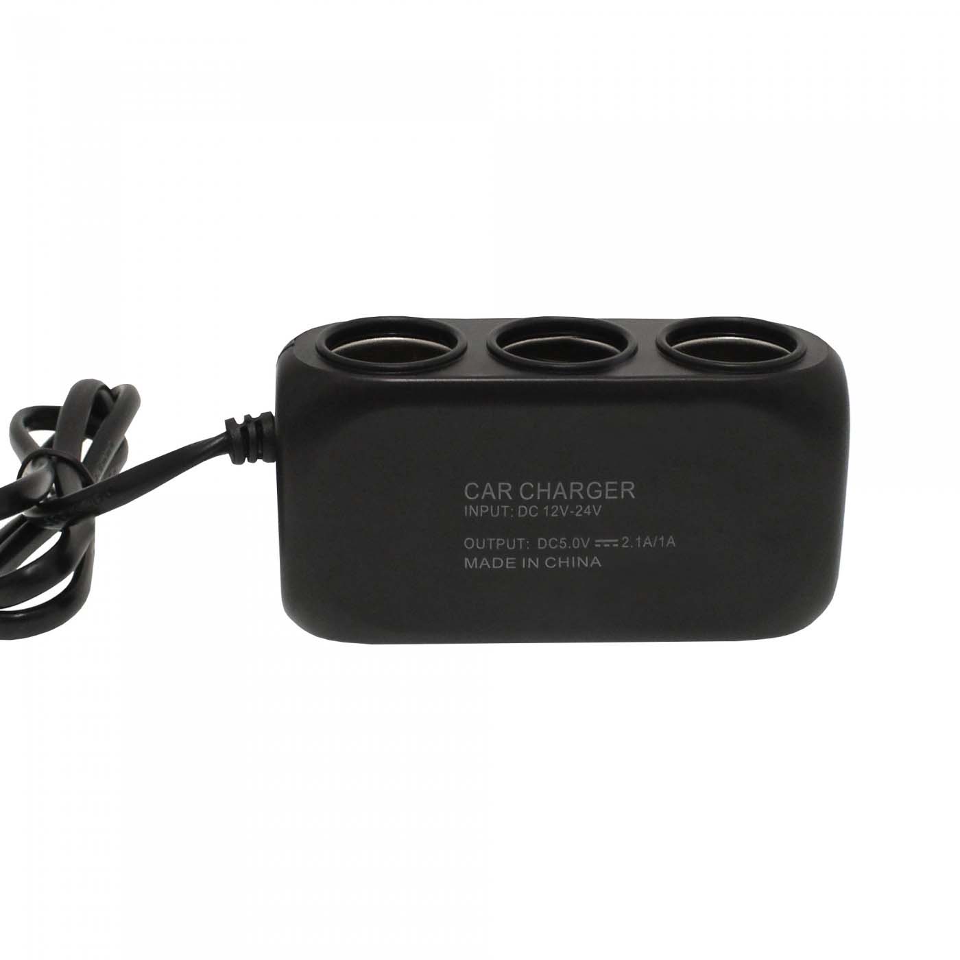 Bộ Chia Tẩu Sạc Dành Cho Xe Ô Tô 3 Cổng Tẩu 2 USB Model WT-D23 - XUNNIU