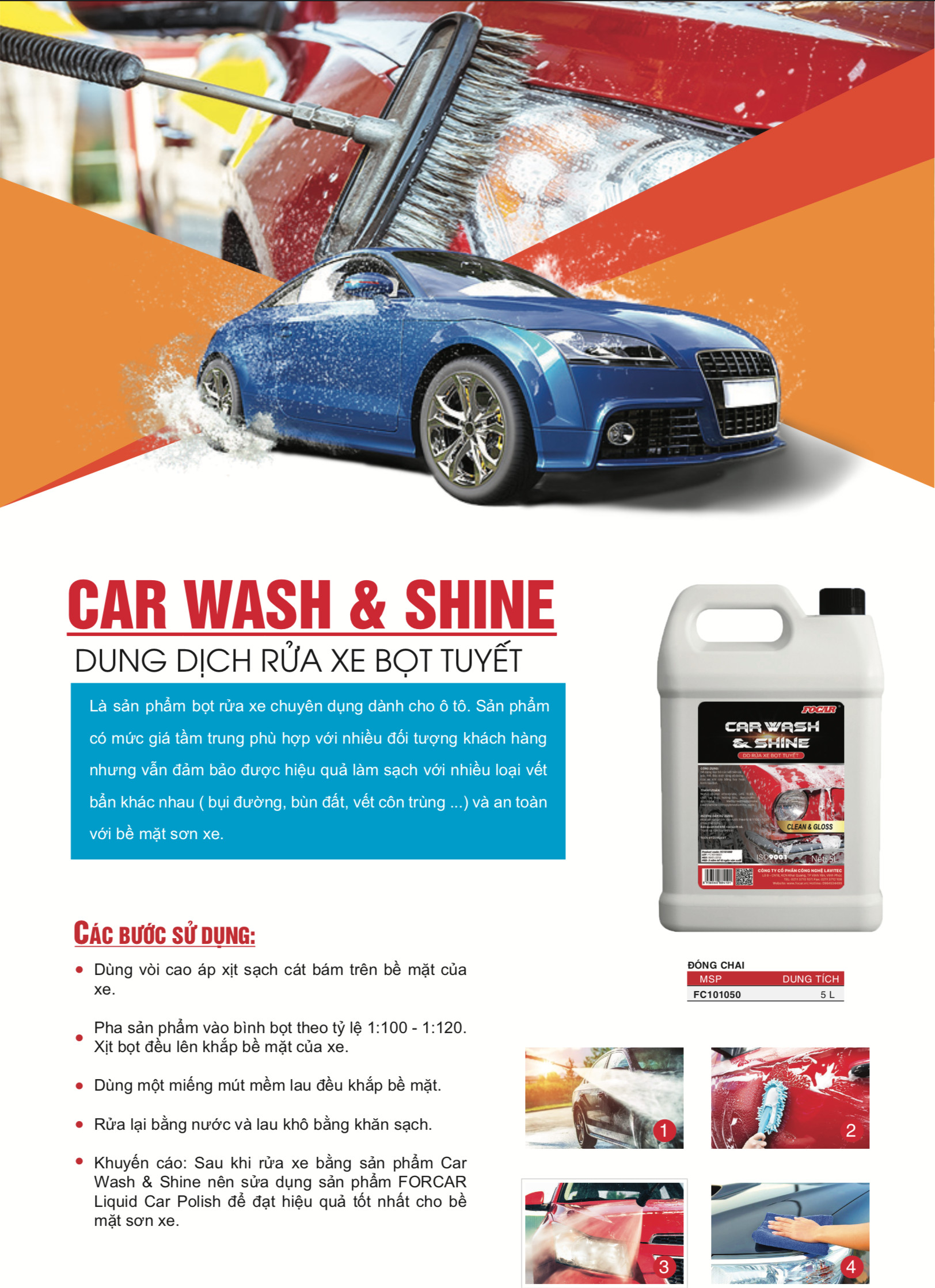 Dung Dịch Rửa Bóng Xe FOCAR Car Wash &amp; Shine 5L