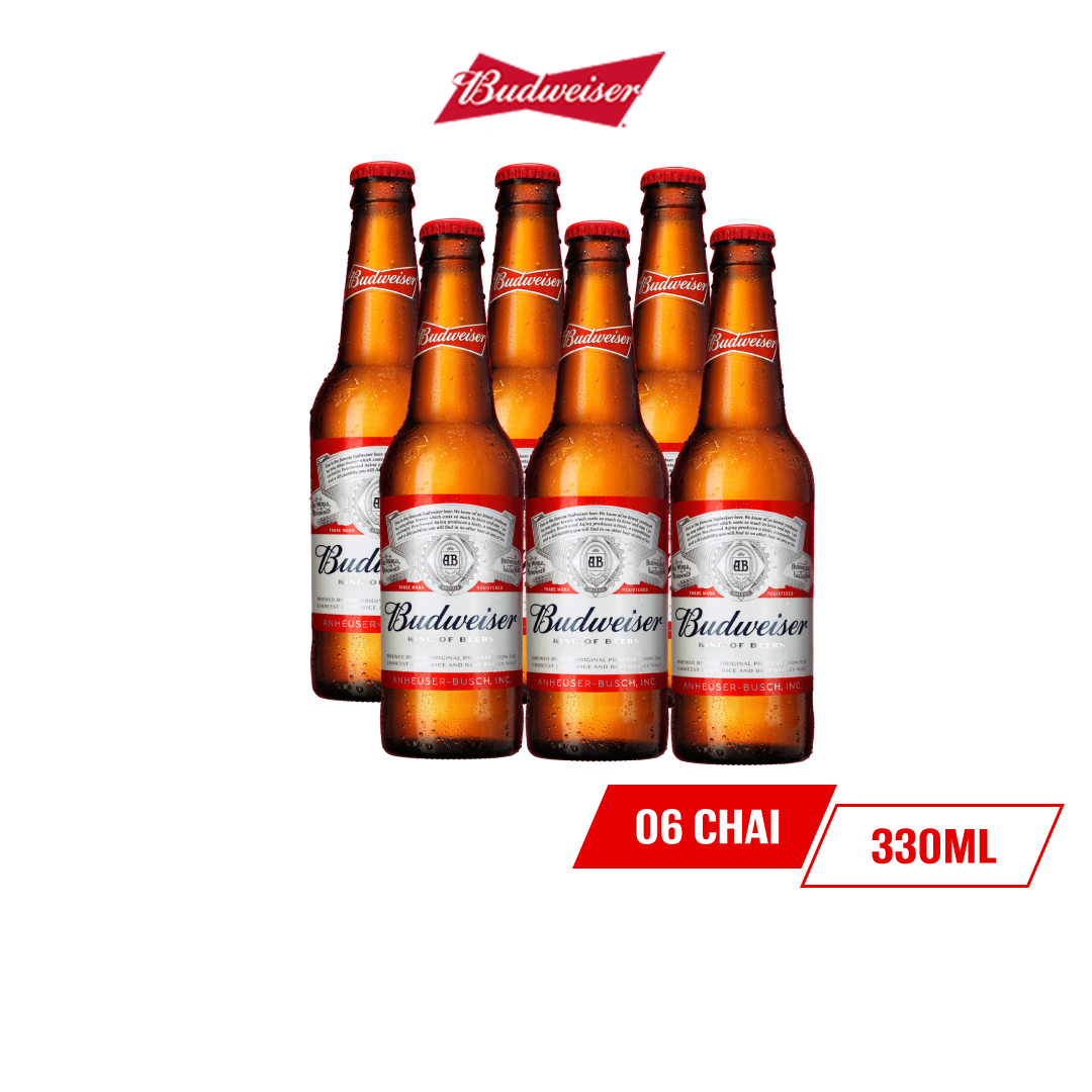 Lốc 6 Chai Bia Budweiser Chính Hãng (330ml/Chai)