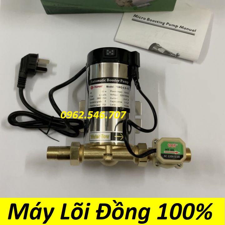 Bơm tăng áp 100W dây đồng 100% Có role tự động đóng ngắt Tăng áp lực nước cho vòi sen nóng lạnh máy giặc Được sản suất theo công nghệ của ITALIA