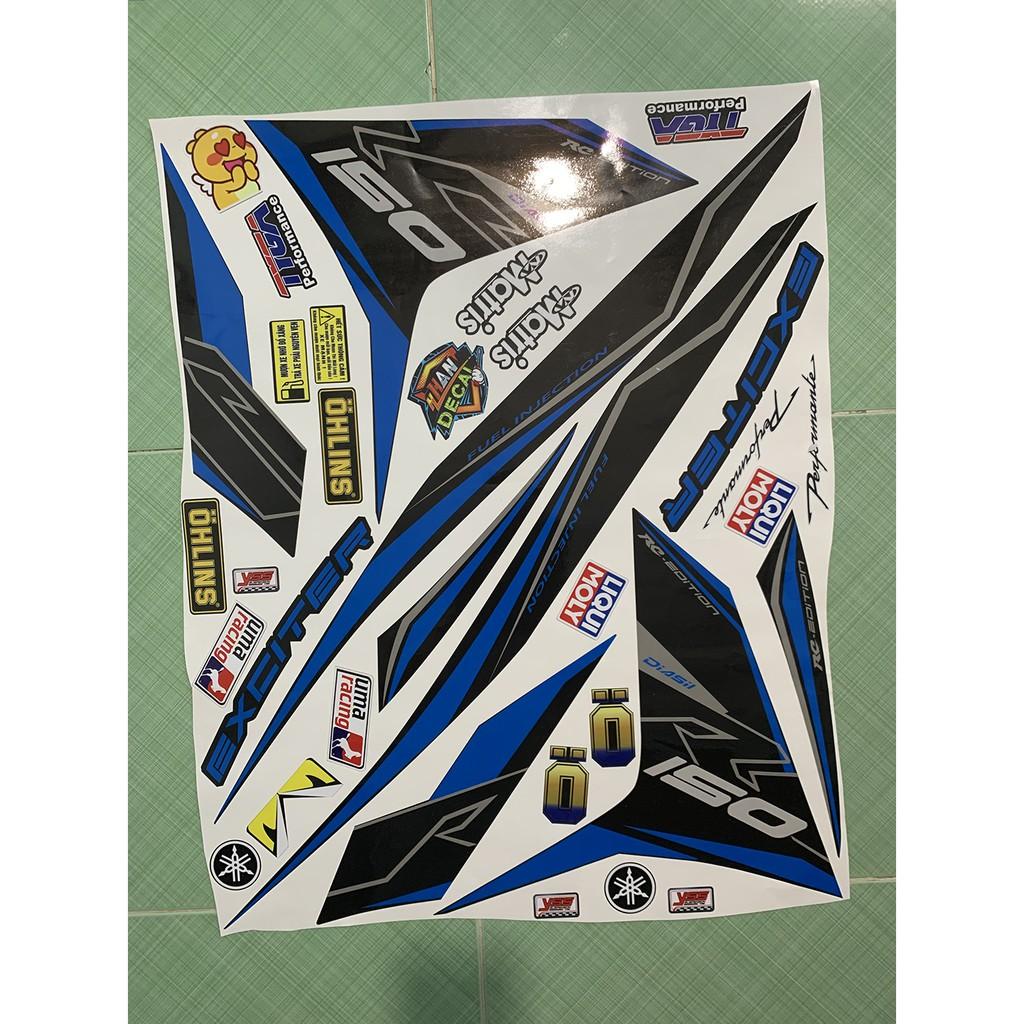 Tem exciter 150 xanh đen 2019