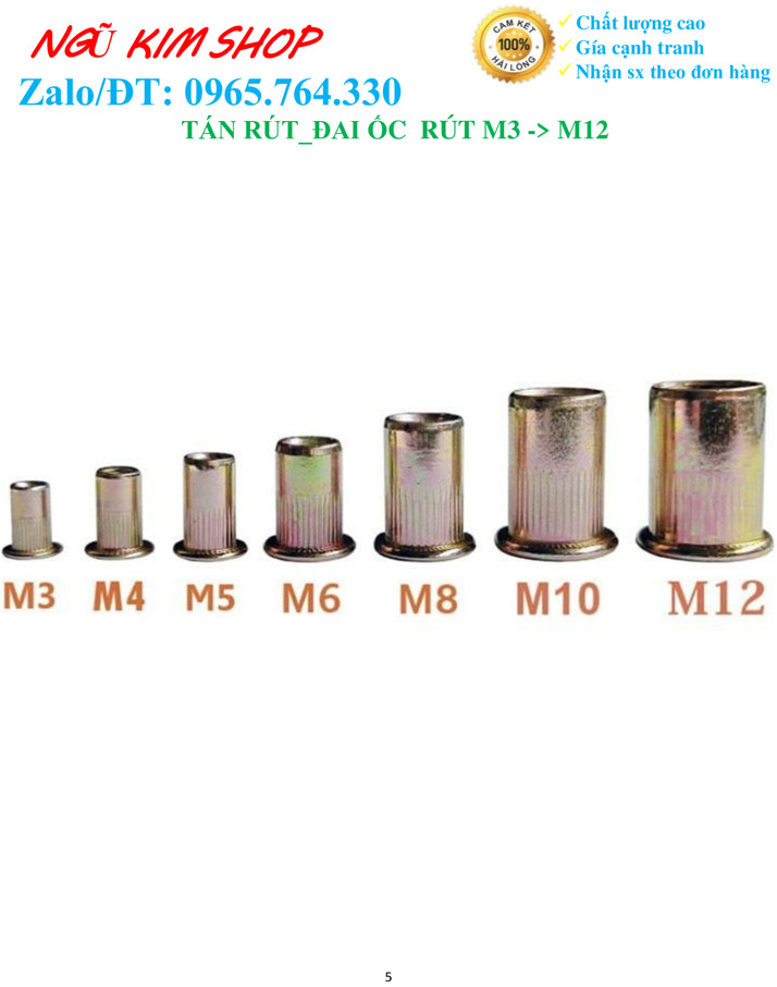 TÁN RÚT_ ĐAI ỐC RÚT M3, M4, M5, M6, M8, M10, M12