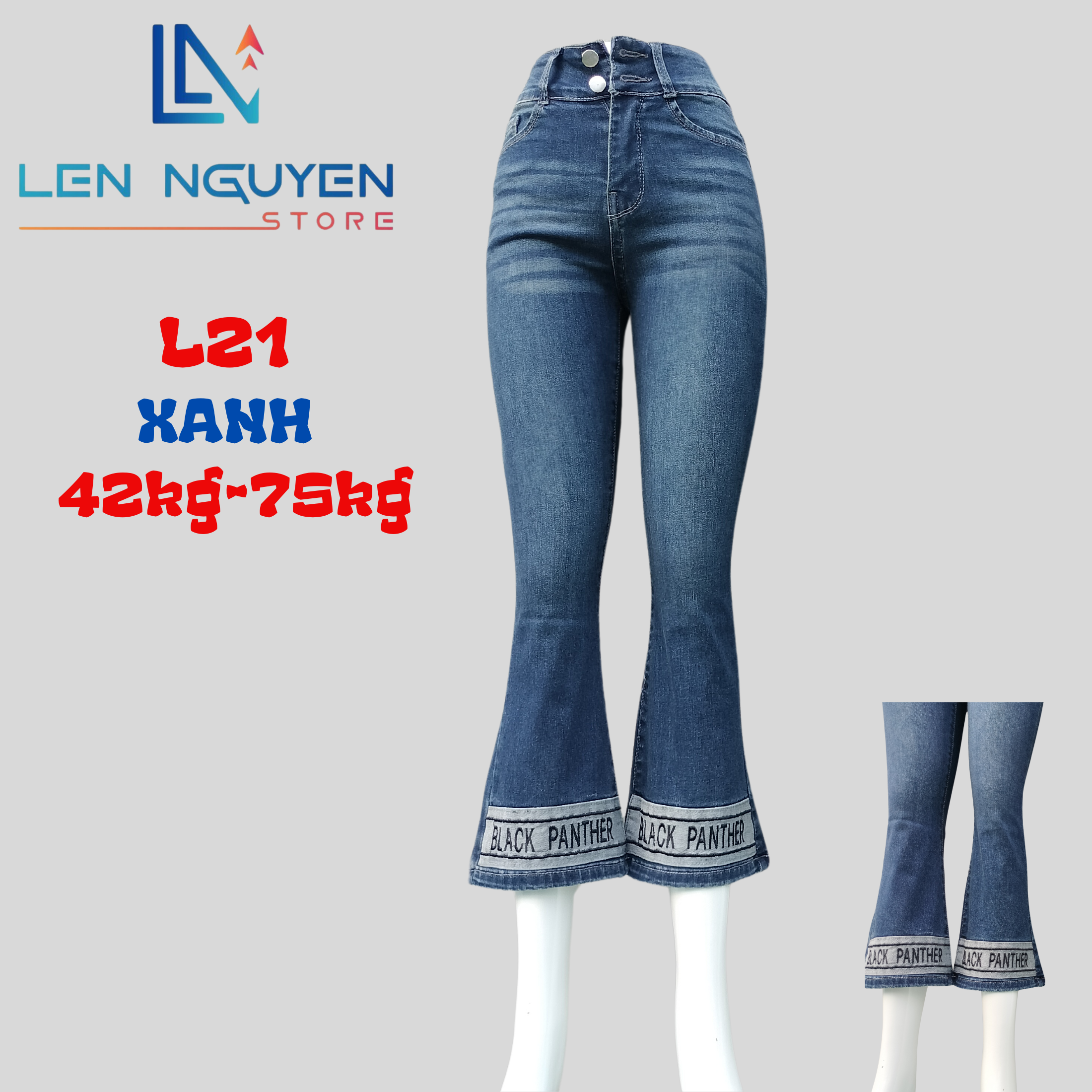 L21_Quần jean nữ, loe, lưng cao, quần bò nữ dáng ôm, quần rin nữ có big size, cho 42kg đến 75kg