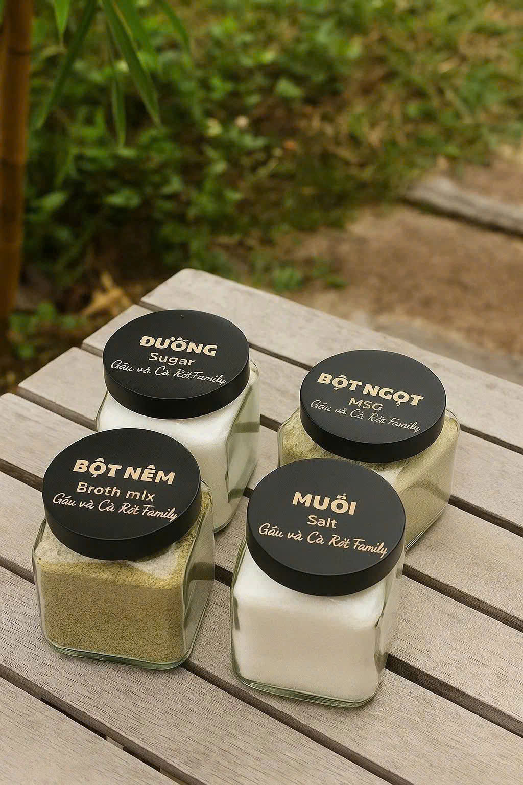 Combo 6 Hũ Thủy Tinh Vuông - Tròn - Lục Giác Đựng Gia Vị - Gửi Mẫu Thiết Kế Khắc Theo Yêu Cầu