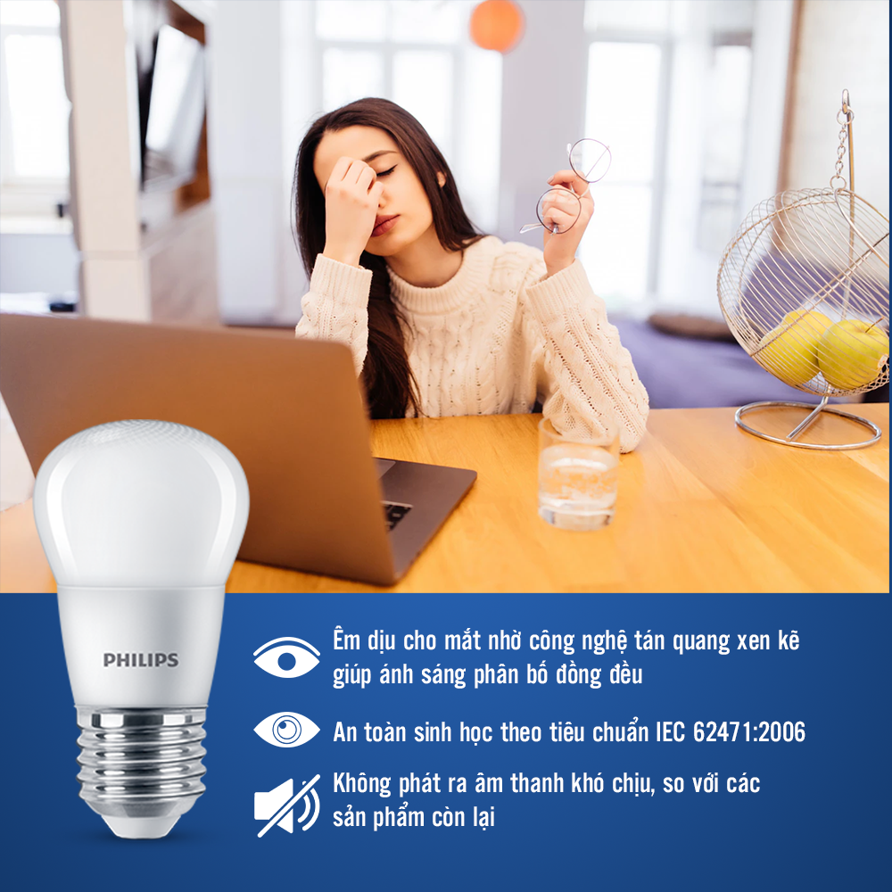 Bóng đèn PHILIPS LED BULB P45 Mycare Công suất (3W, 4W)