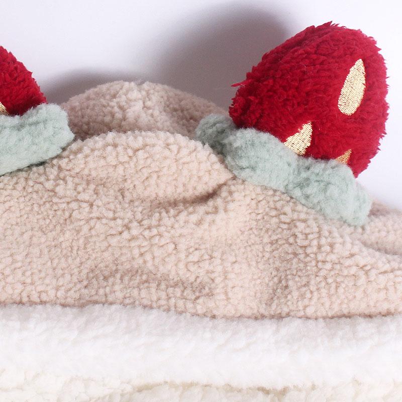 Hoạt Hình Sang Trọng Động Vật Lông Thú Giả Full Hood Dâu Nón Nữ Cô Gái Trẻ Em Trang Phục Bò Dài Khăn Găng Tay Hở Ngón Tay Bịt Tai