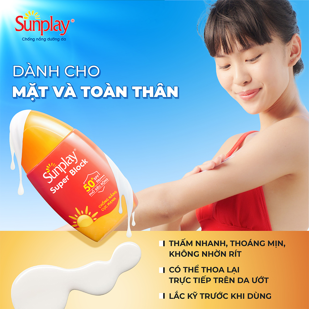 Kem chống nắng Sunplay cực mạnh dạng sữa Sunplay Super Block SPF 81, PA++++ 70g