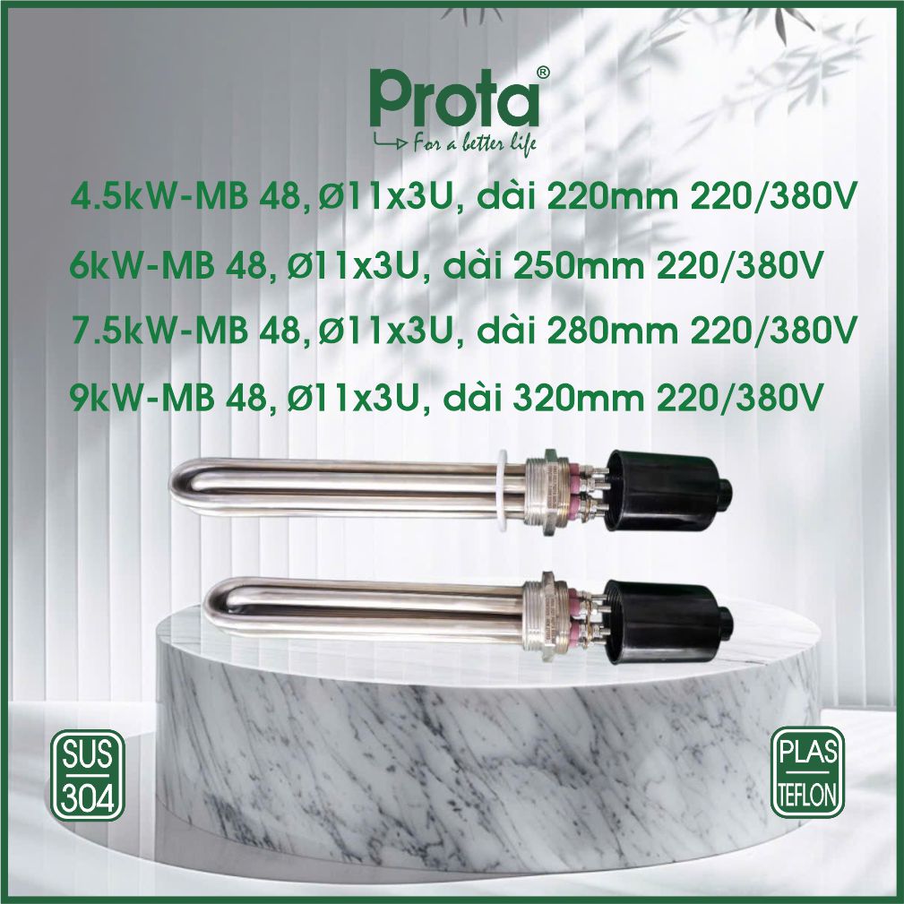 [CHÍNH HÃNG] Thanh điện trở inox 304 Prota – dây cromniken bền bỉ – phù hợp nồi hơi, máy xông, bình nóng