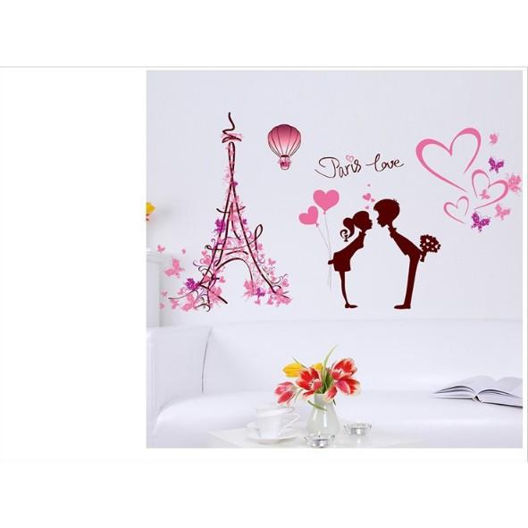 Decal trang trí Paris Love hồng A.H