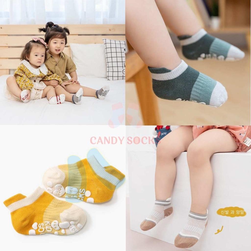 Tất trẻ em chống trượt, Set 5 đôi tất chống trượt chất cotton cổ thấp mềm mại thoáng khí cho trẻ sơ sinh