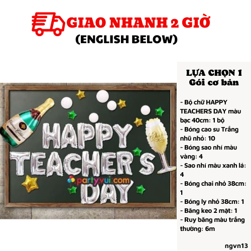 Bộ bóng trang trí ngày nhà giáo Việt Nam 20-11 màu bạc và vàng ngvn13