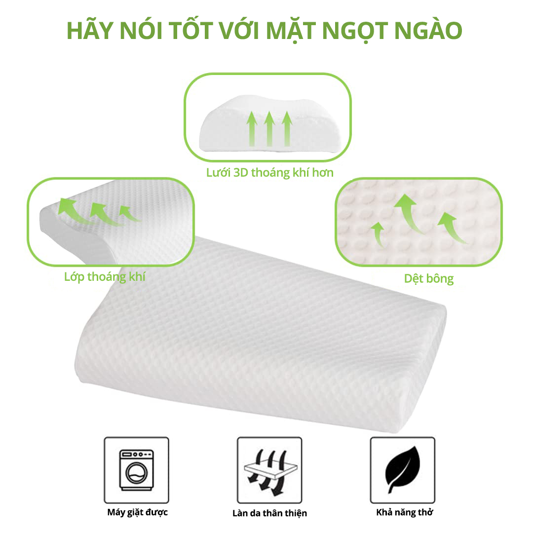 Sea Choice Gối Memory Foam Gối kê cổ chữa đau cổ Chữa căng thẳng Gối có đường viền không gây dị ứng Gối đỡ đầu / Cột sống cổ / Lưng 60-35 * 11/9 cm