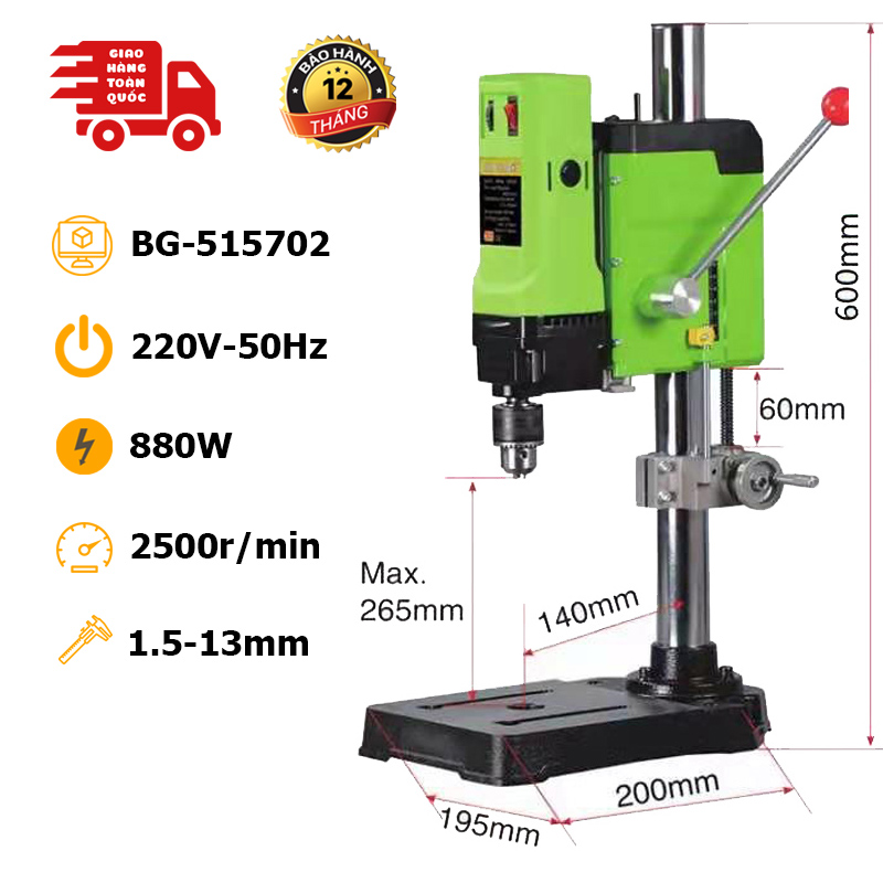 Máy khoan bàn công suất lớn MINI 880W-1050W BG-5157 - Chính xác tuyệt đối