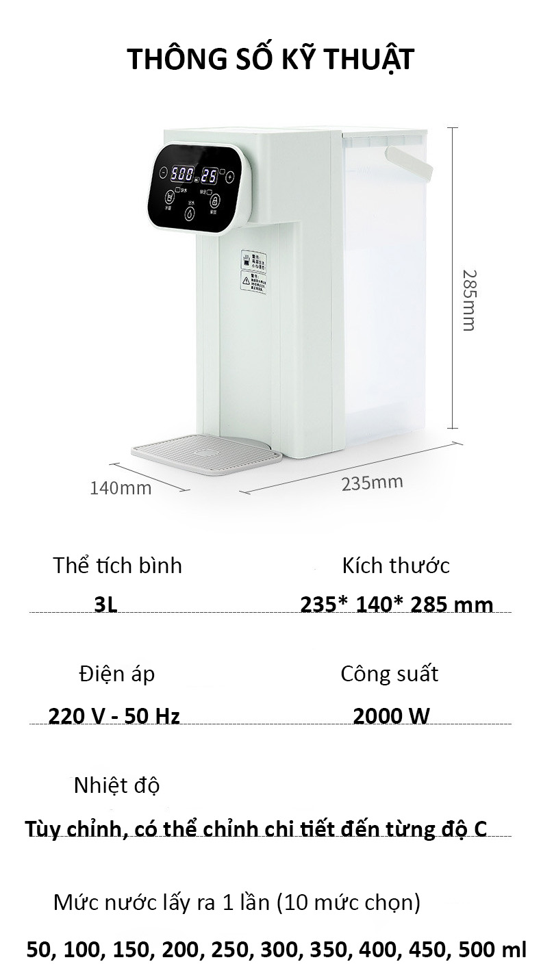 Máy Đun Nước Nóng Để Bàn RULAX Siêu tốc Nóng Ngay Chỉ Sau 3 với 5 Chế Độ Nước Nóng - Hàng Chính Hãng