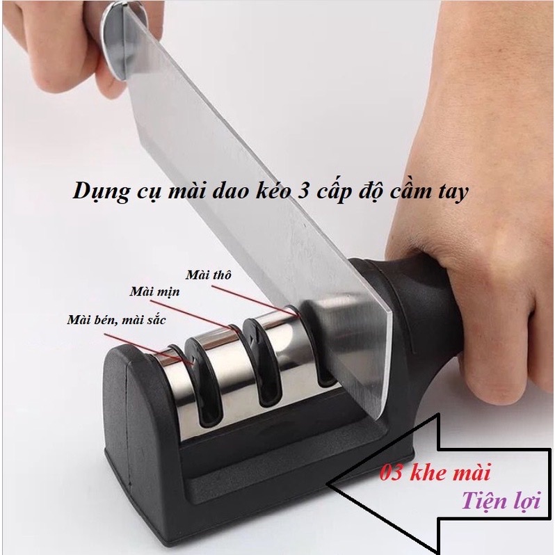 Dụng cụ mài dao , kéo đa năng 3 rãnh  sắc bén ,máy mài dao bằng tay 3 cấp độ siêu tốc nhanh và tiện dụng