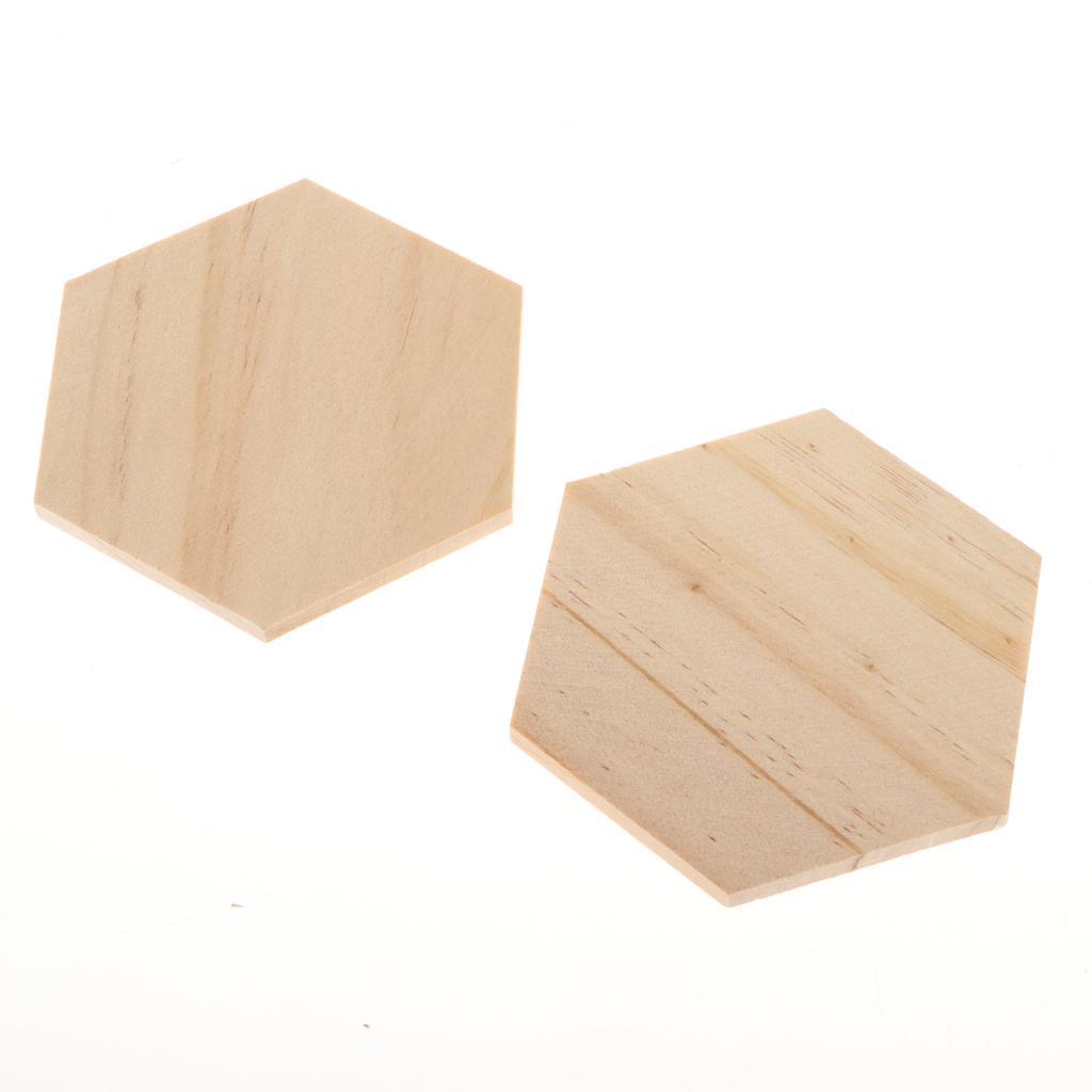 25x Blank Wood Hexagon Shapes Cut Wooden Embellishments for DIY Arts Crafts