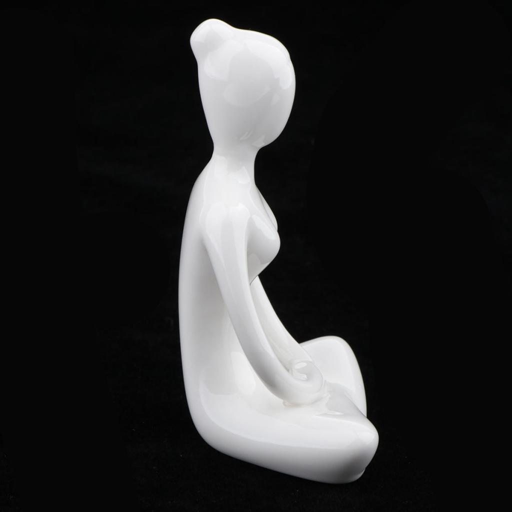 2X Ceramic Yoga Figure Ornament Statue Sculpture Zen Garden Desk Decor Style-03